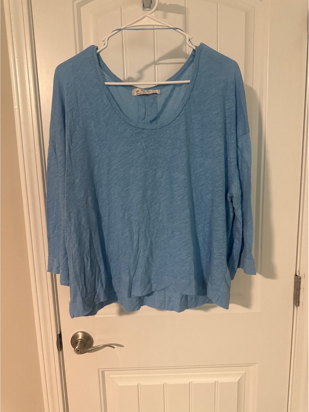 Free People We The‎ Free Light Blue Linen Cotton Blend Long Sleeve Shirt